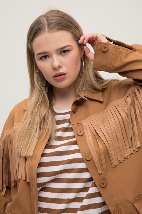 Produktbild Studio Untold Hemdjacke, oversized, Langarm, Taschen, Fransen (46, 48)