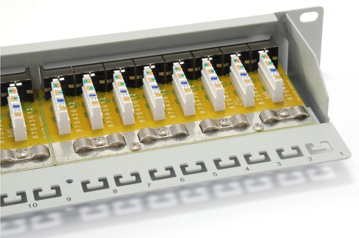 Actual product image equip 19" patch panel: 24 port, 1U, grey