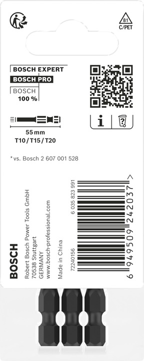 Actual product image Bosch Professional Zubehör PRO Torx Impact Bit, T10, T15, T20, 55 mm, 3 pcs. (T10, T15, T20)
