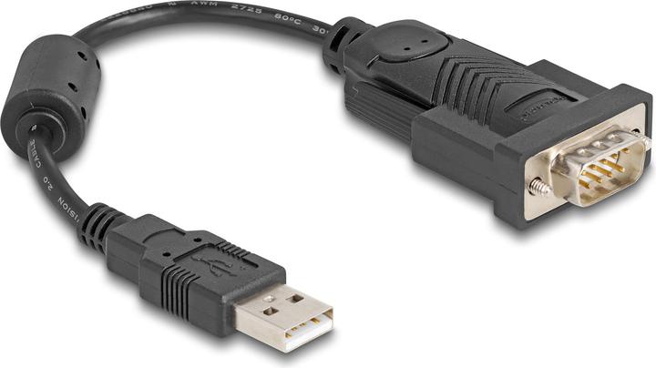 Delock Adapter USB 2.0 Type-A to 1 x Serial RS-232 D-Sub 9 Pin male with ferrite core 0.25 m (0.25 m)