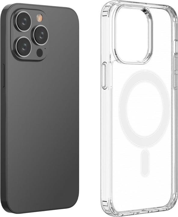 Actual product image Hurtel Clear Magnetic Case with MagSafe for iPhone 14 Pro Max with silver ring - transparent (Apple iPhone 14 Pro Max)