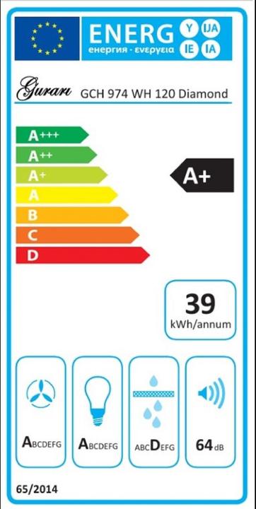 Label énergétique Gurari GCH 974 WH 120 Diamond (Hotte de plafond)