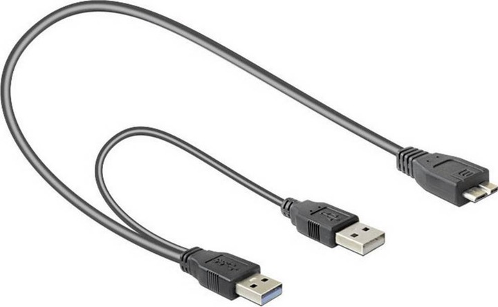 Produktbild Delock Kabel USB 3.0 Y 1x USB 3.0 micro-B St+ USB 2.0-A St 20cm (0.60 m, USB 3.0)