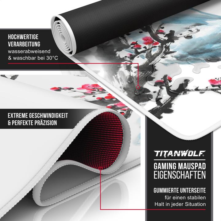 Actual product image Titanwolf Gaming Mouse Pad, 900 x 400mm XXL Speed Gaming Mouse Mat, Mousepad Extra Large Surface, Ink Sakura 3 (XXL)