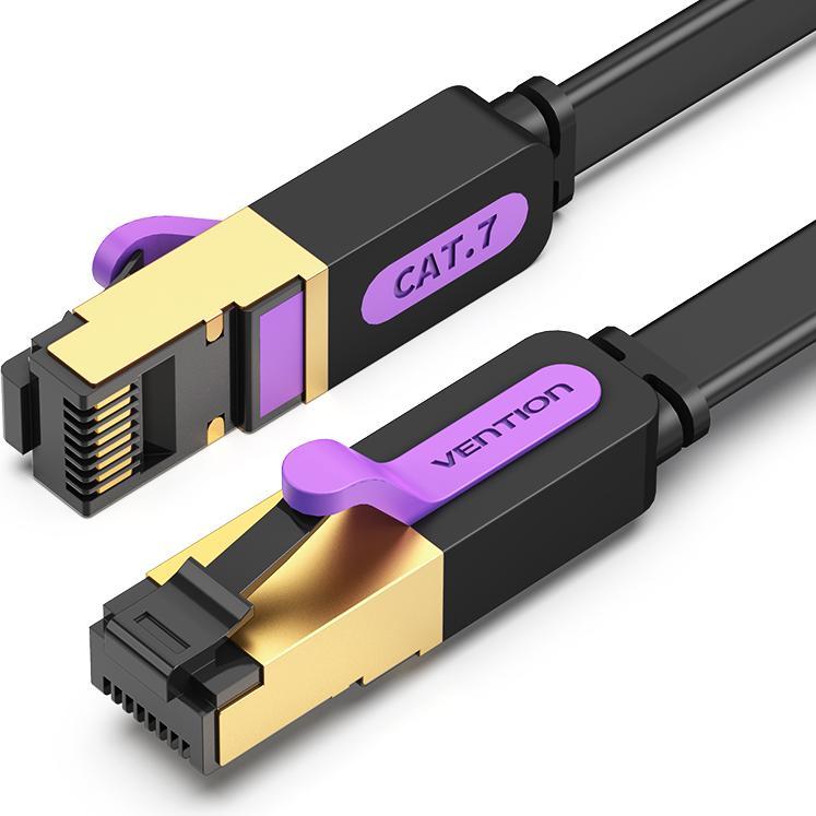 Vention Flat UTP Category 7 Network Cable ICABH 2m Black (CAT7, 2 m), Netzwerkkabel