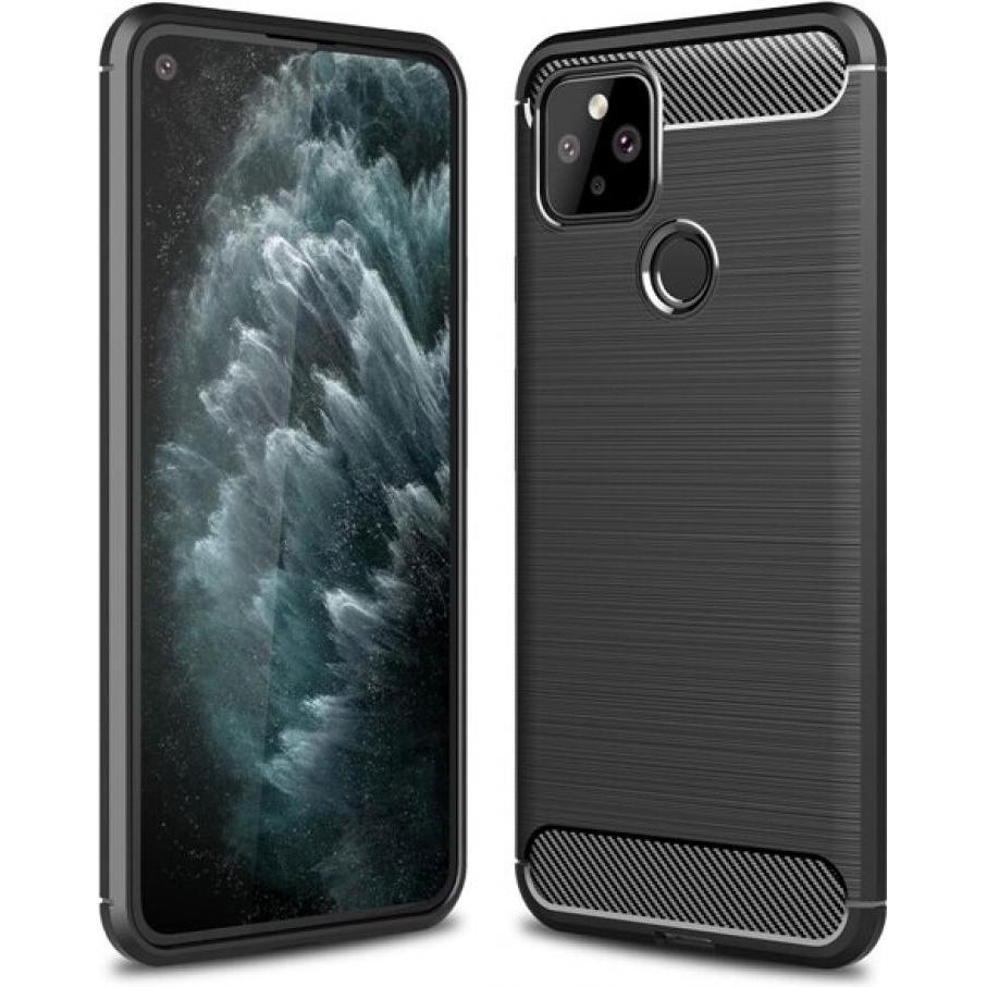 Thumbnail - Screenguard Google Pixel 5 Hülle Carbon Brushed Soft TPU (Google Pixel 5), Smartphone Hülle, Schwarz