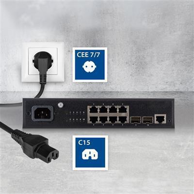 Produktbild ACT Powercord mains connector CEE 7/7 male (angled) - C15 black 1 m (1 m, C15)