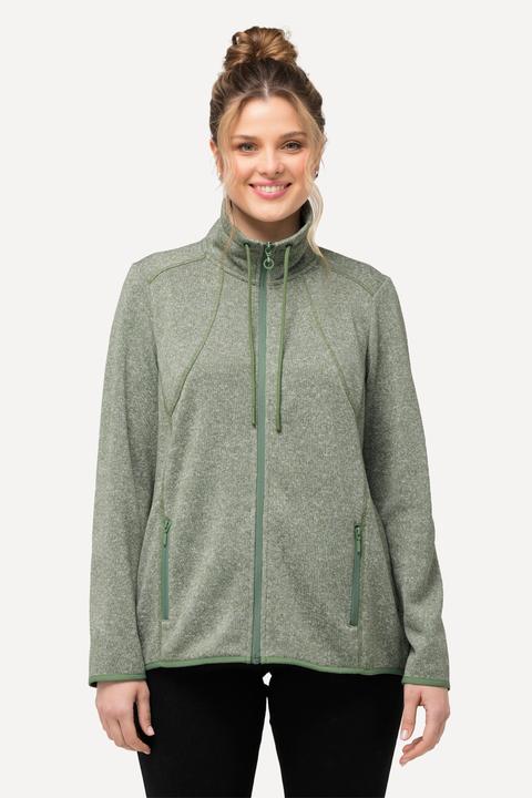 Image du produit Ulla Popken Veste en maille polaire, motif losantes, col montant et poches zippées (62)