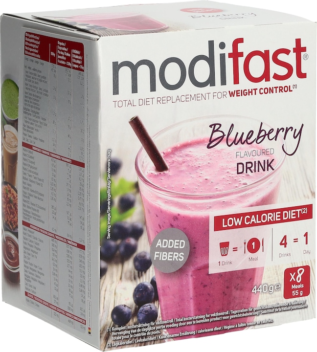 Actual product image Modifast Drink Yoghurt Blueberry (8 Piece, Beutel, 544 g)