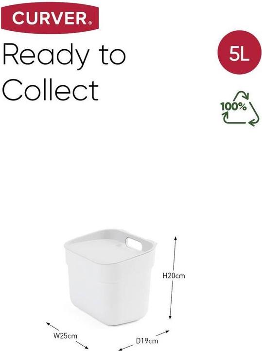 Produktbild Curver Kosz Do Segregacji śmieci 5l Ready To Collect Biały (5 l)