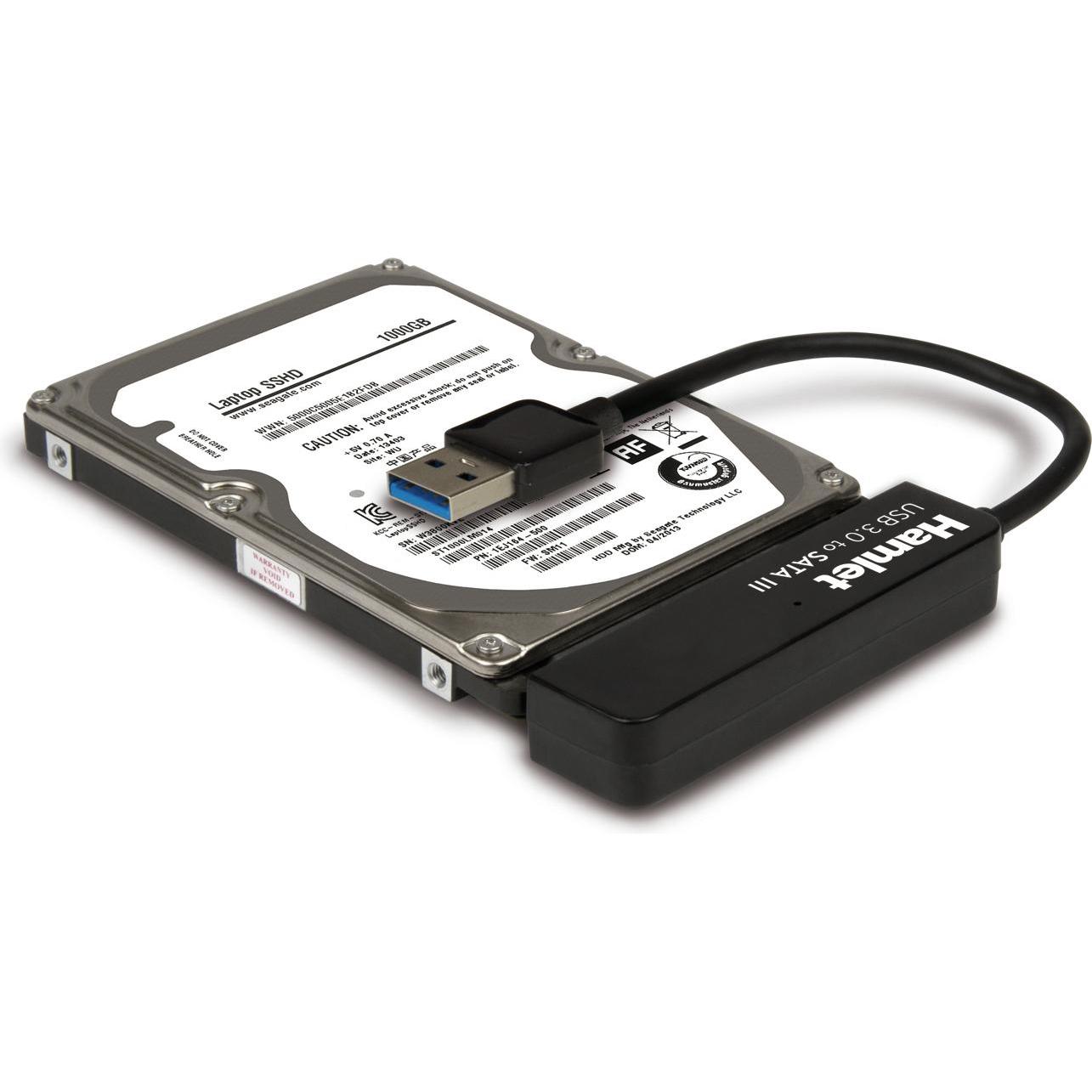 Hamlet Adattatore USB 3.0 to SATA III per collegare hard disk p SSD a pc, Accessori per dischi rigidi