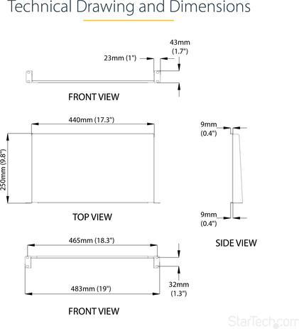 Produktbild StarTech Server Rack Shelf 1u Steel