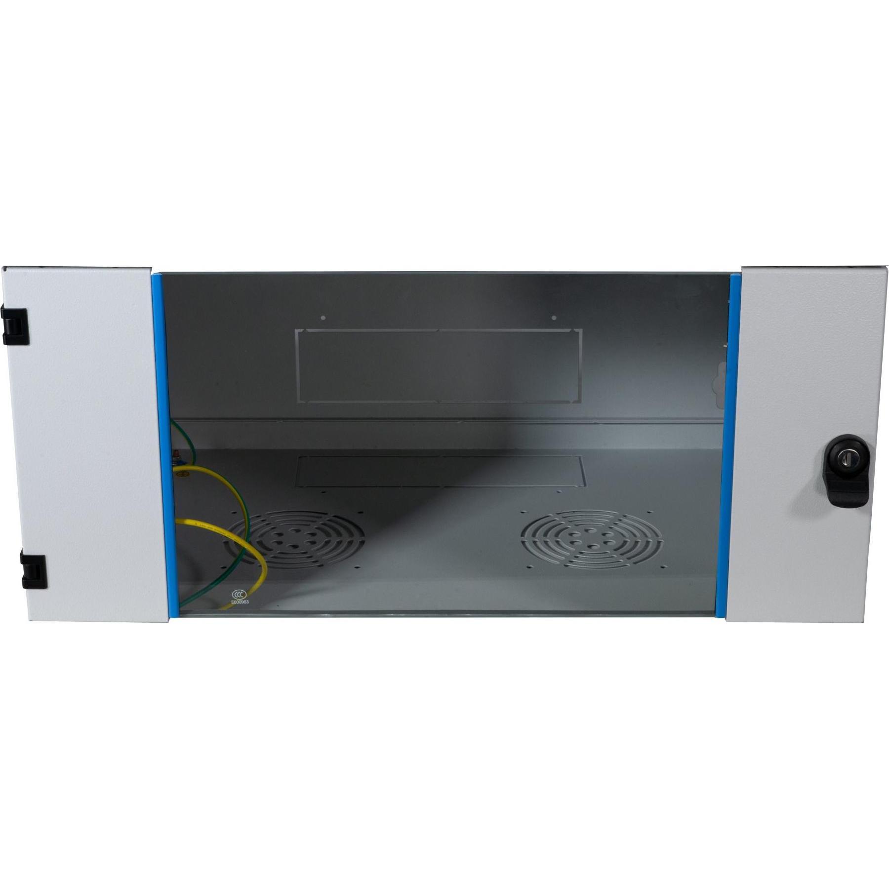 EFB Elektronik Fronttür für Wandverteiler 4HE, Glas, RAL7035 inkl. Scharnier, Serverschrank Zubehör, Grau