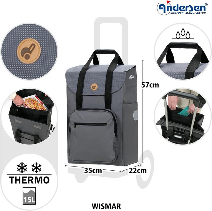 Produktbild Andersen Einkaufstrolley klappbar mit Kühlfach 45L, belastbar 50kg