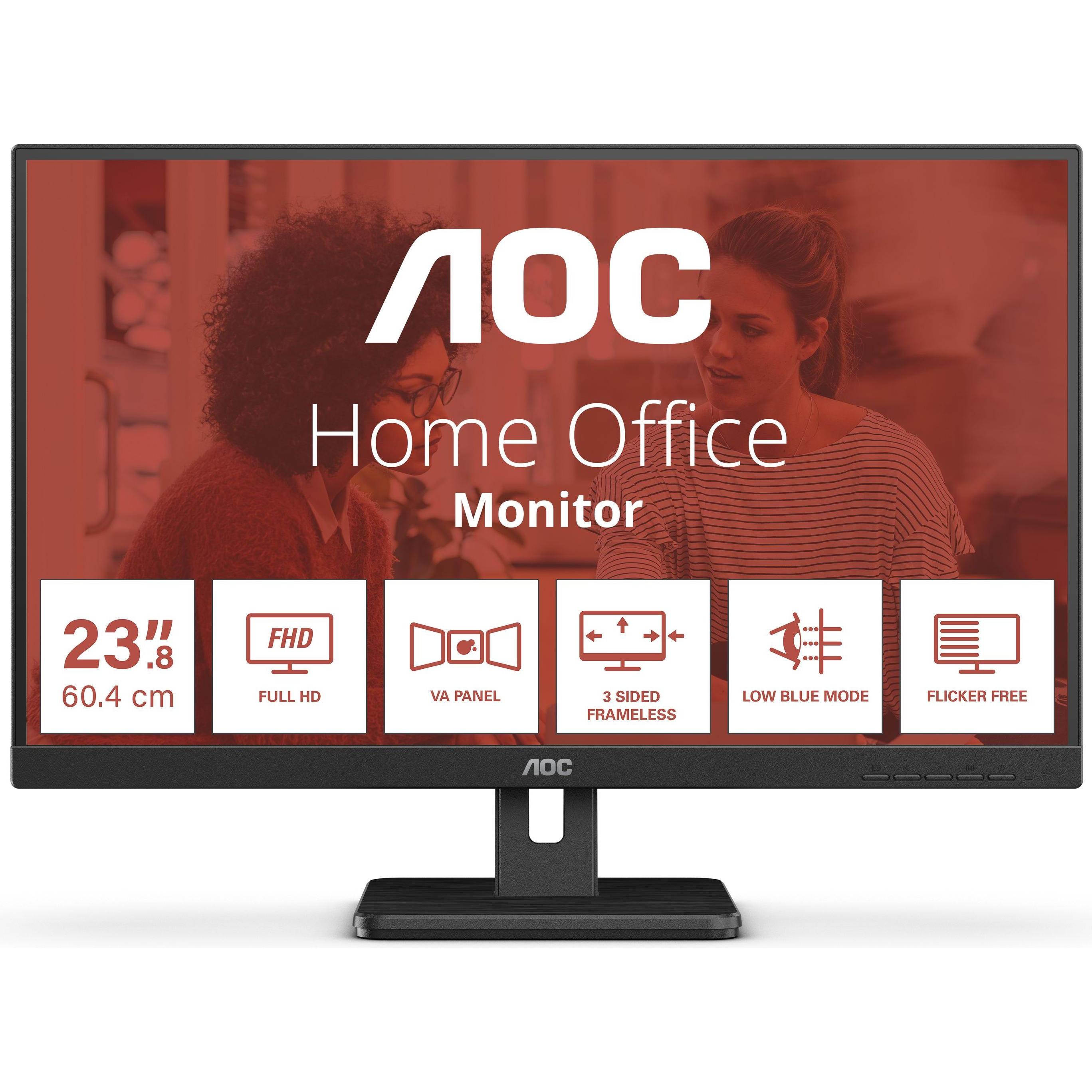 AOC 24E3UM 16:09 HDMI+DP+USB VA (1920 x 1080 Pixel, 24"), Monitor, Schwarz
