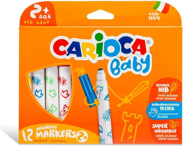 Image du produit Carioca Marqueurs 2 + - stylos (Extra Bold, pointe ogive, ronde, multi, Italie, boîte en carton) (12x)