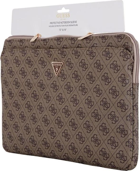 Produktbild Guess Bag Sleeve 14" 4G Zipper Pocket Triangle Logo brown (14", Apple)