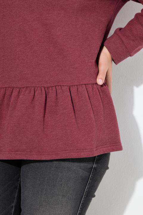 Produktbild Ulla Popken Sweatshirt, Volantsaum, A-Linie, Rundhals, Langarm (62)