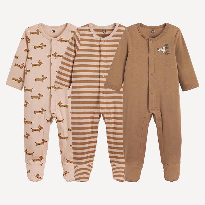 Produktbild La Redoute Collections 3er-Set einteiliger Interlock-Pyjama mit Dackel- und Streifenmuster (68)