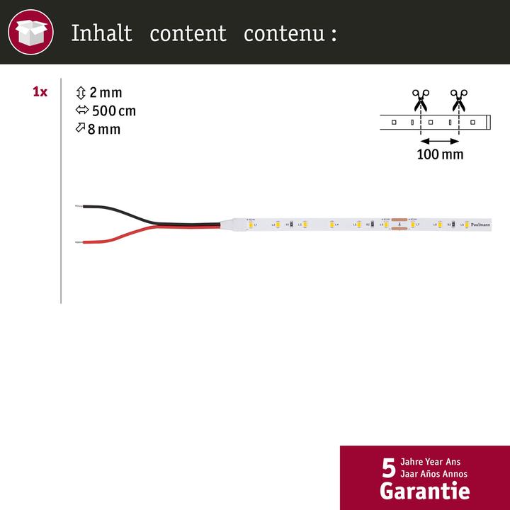 Immagine prodotto Paulmann Pro Strip Argento P25 (Bianco caldo, 500 cm, Interno)
