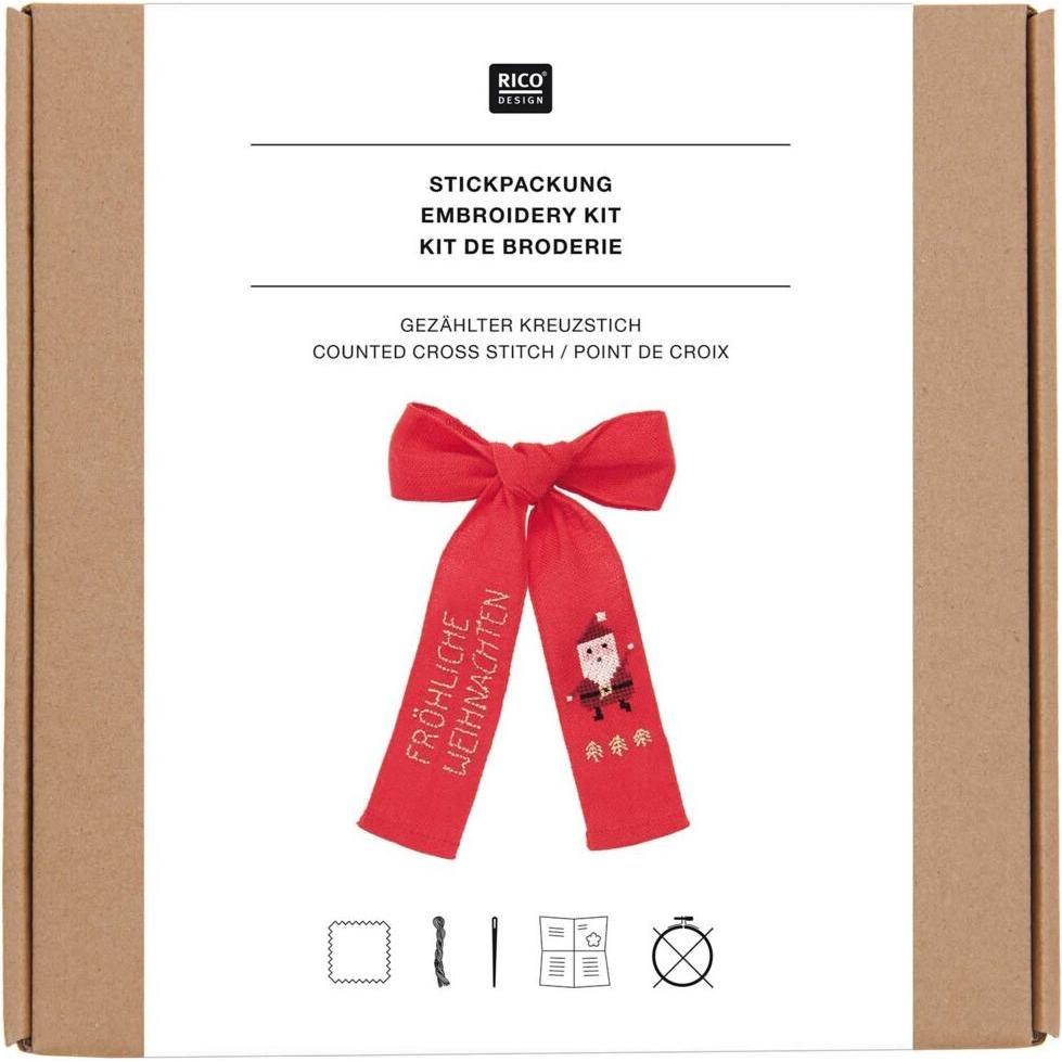 Thumbnail - Rico Design Stickpck.Kreuzstich,Schleife Nik.100366, Handarbeitsset, Rot