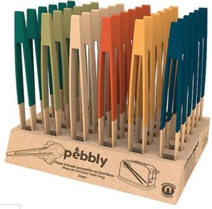 Pebbly 36 Stk. Display Toastzangen mehrfarbig 24cm