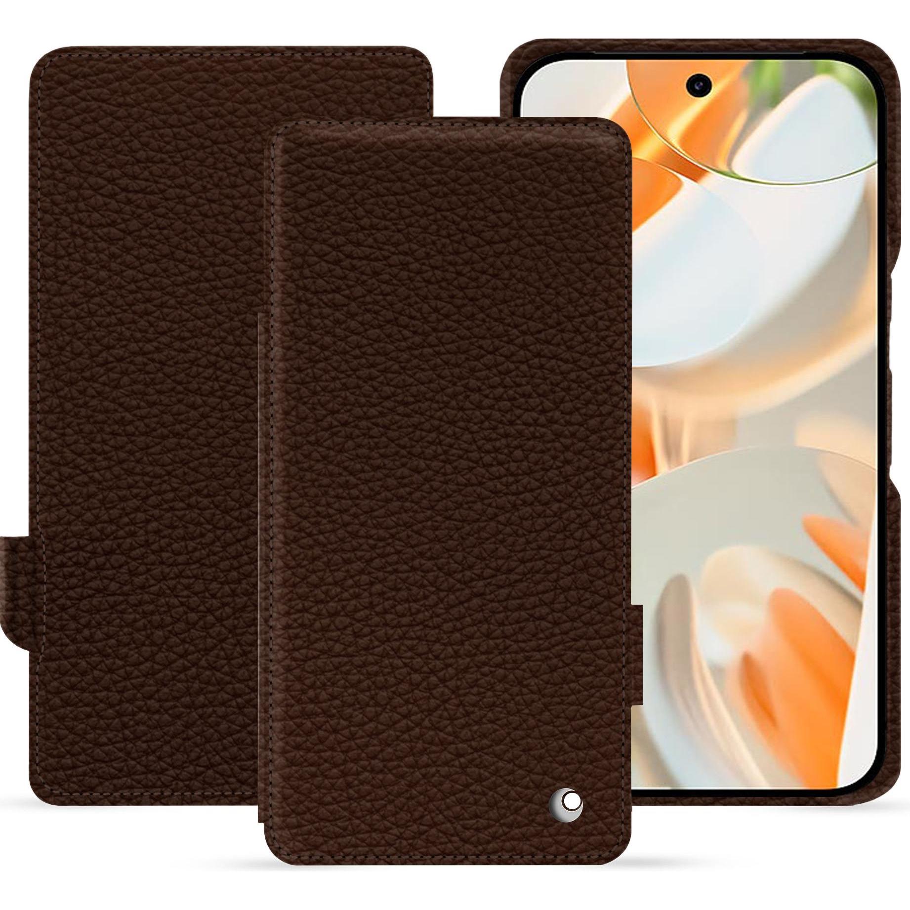 Noreve Lederschutzhülle horizontal (Google Pixel 9 Pro Fold), Smartphone Hülle, Braun