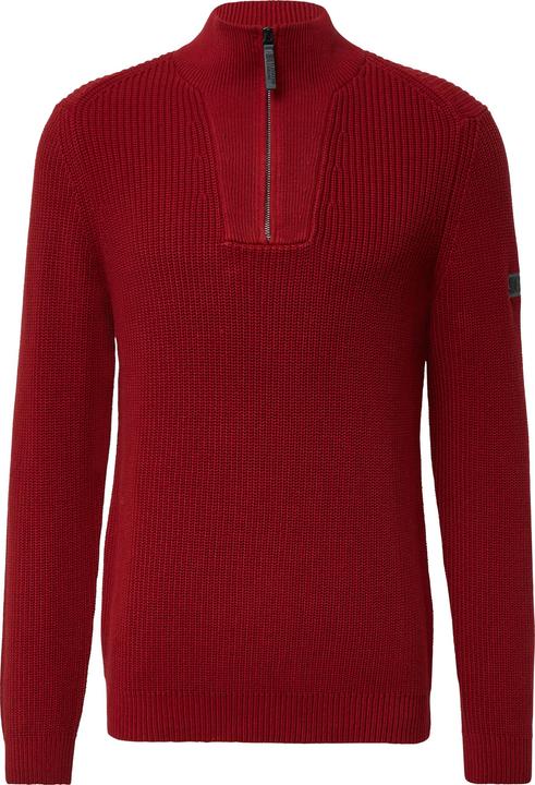 Produktbild s.Oliver Strickpullover Gerippter Baumwoll-Pullover mit Troyer-Kragen (L)