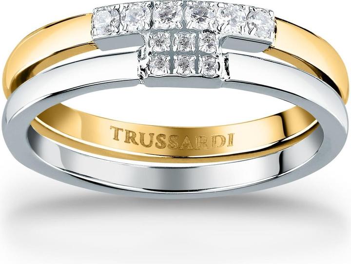 Immagine prodotto Trussardi - Beautiful bicolor steel ring with zircons T-Logo TJAXC41 - Circuit: 58 mm (58)