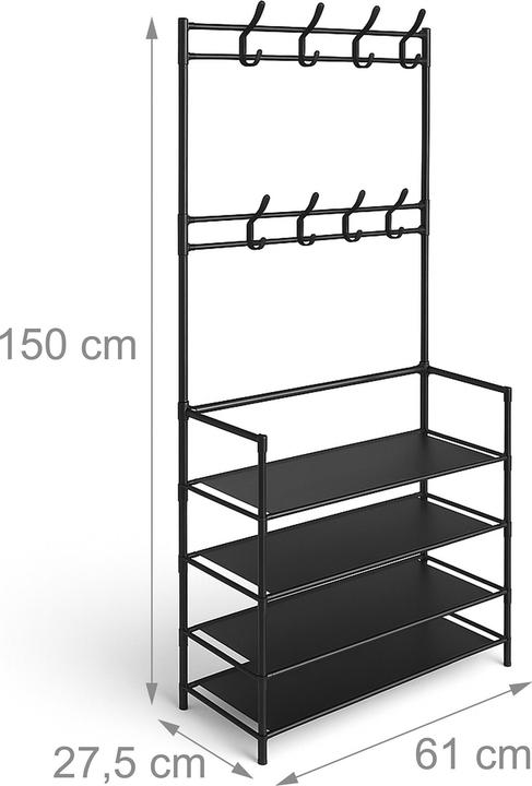 Actual product image Relaxdays Garderobenständer Schwarz 4 Ablagen