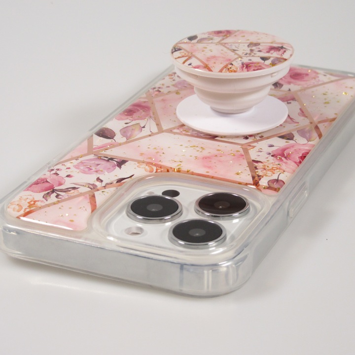 Actual product image PhoneLook Sleeve silicone gel geometric stripes with 3 tier finger holder s (Apple iPhone 13 Pro)