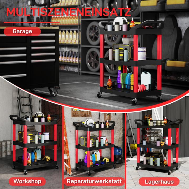 Produktbild Homcom Werkstattwagen Kunststoff Schwarz+Rot