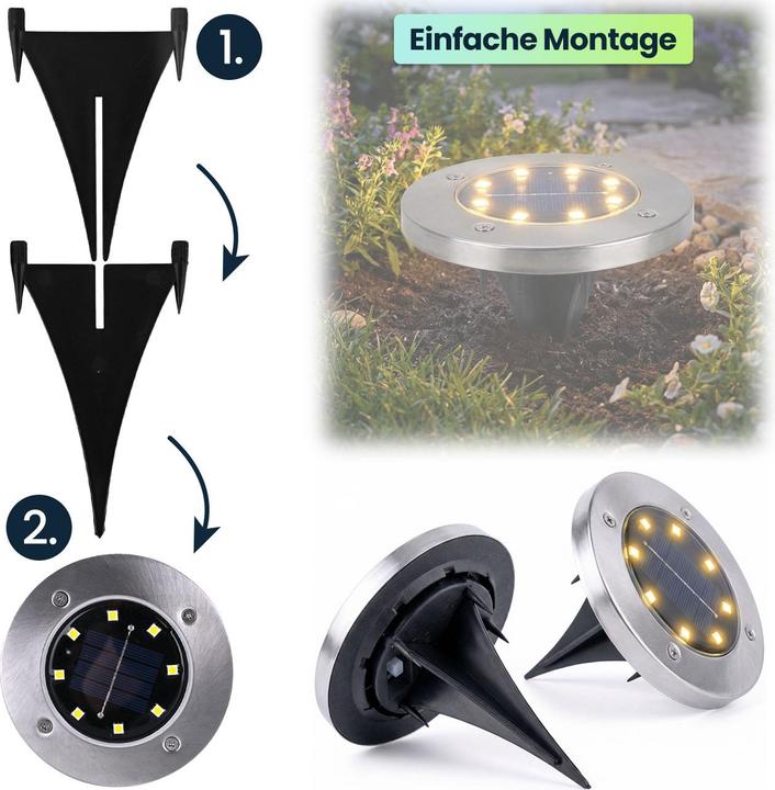 Image du produit Casativo 16er-Set Solar-Bodenstrahler mit Erdspiess, 200 lm, IP44 (200 lm, IP44)