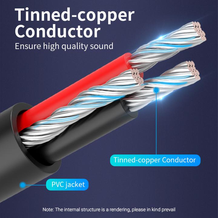 Actual product image Vention 3.5mm TRS Male to 6.35mm Male Audio Cable 3m BABBI (black) (3 m, AUX cable)