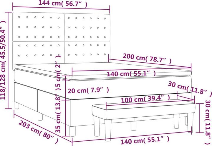 Nährwerte und Zutaten vidaXL Boxspringbett (140 x 200 cm)