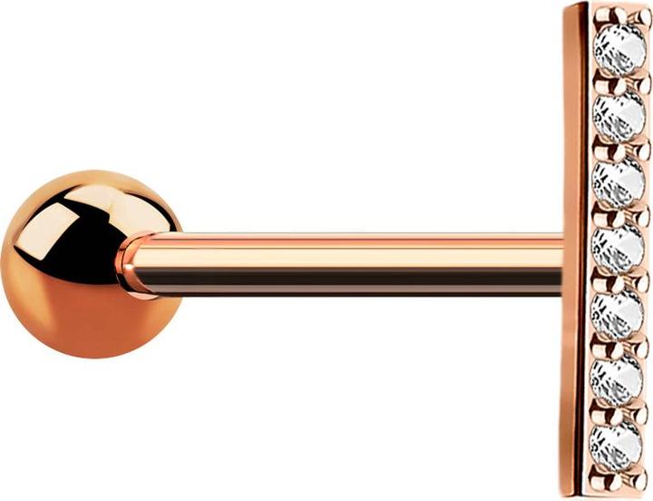 Produktbild Star Piercing Micro Barbell rosegold Balken kurz mit Kristall (Messing, Chirurgenstahl 316L)