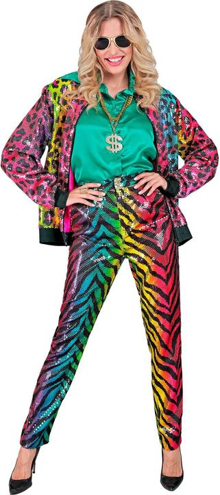 Image du produit Widmann Pantalon à paillettes look tigre arc-en-ciel (M)