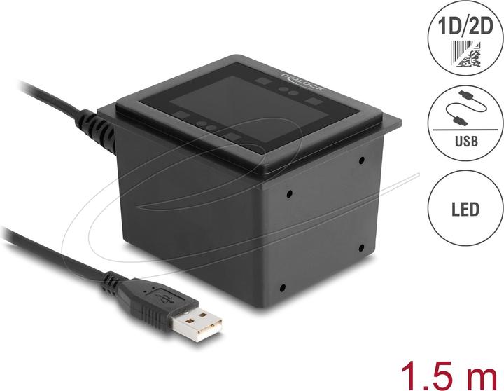 Produktbild Delock USB Barcodescanner 1D und 2D kabelgebunden für den stationären Einbau (1D-Barcodes, 2D-Barcodes, QR-Code)