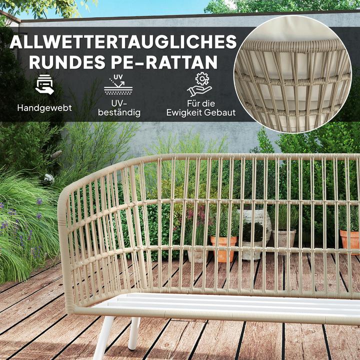 Actual product image Outsunny Rattan Gartenmöbel-Set Stahl, PE-Rattan Khaki