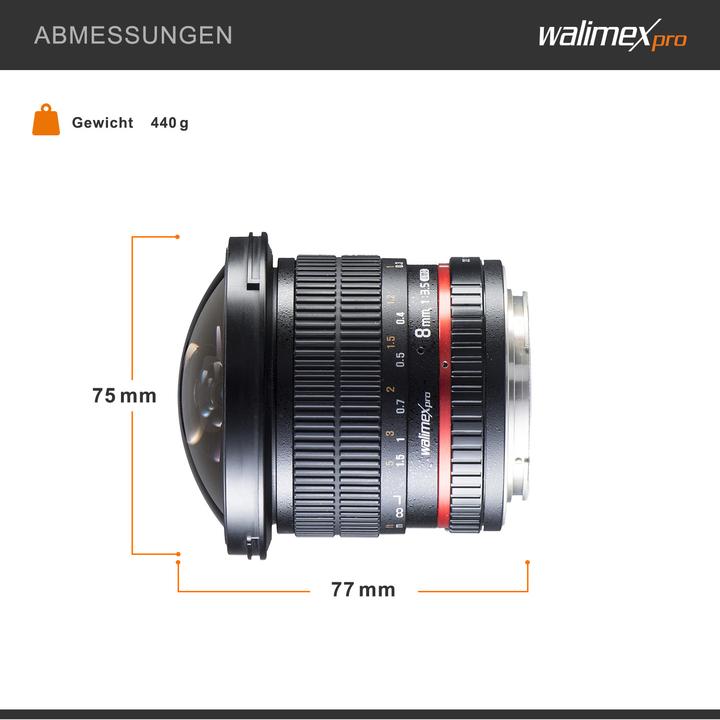 Actual product image Walimex pro Per lens 8mm, f/3.5 II Fisheye, Nikon (Nikon F, APS-C / DX)