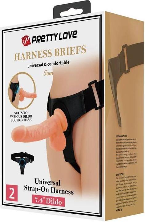Produktbild Pretty Love Harness Briefs Universal Harness Mit Dildo Tom 20 cm Natur
