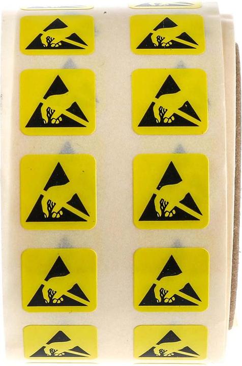 Produktbild RS PRO 1000 ESD-Aufkleber, Gelb, ESD-Warnaufkleber, H 12 mm B 12mm