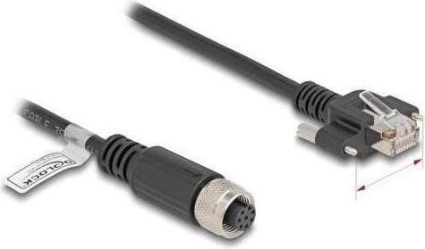 Produktbild Delock M12 Kabel A-kodiert 8 Pin Buchse zu RJ45 Stecker mit (F/UTP, CAT5e, 1 m)