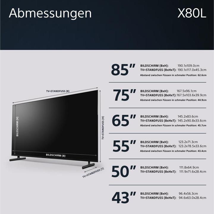 Produktbild Sony KD-55X80L (55", X80L, LED, 4K, 2023)