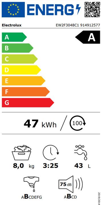 Energie-Label Electrolux EW2F3048C1 TimeCare 500 Washing machine (8 kg)