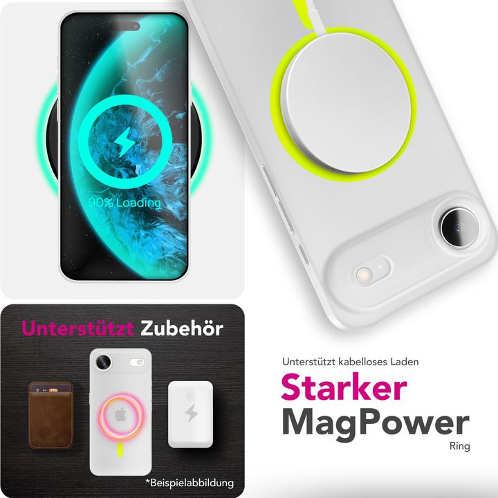 Produktbild Nalia MagSafe Cover "Thinix Glow" - 0,3mm Extrem Dünn, Leuchtender Magnet Ring - Ultra-Slim Hard Case (Apple iPhone 17 Pro)