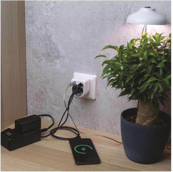 Image du produit Emos ADAPTOR 1×,1×USB-A+1×USB-C SCHUKO (CEE 7/3, 1x)