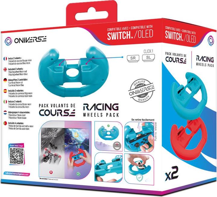 Actual product image Oniverse Nsw Pack Of 2 Racing Wheel Controller Holders - Blue/Red (Switch)