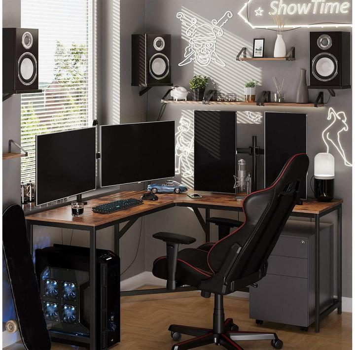 Actual product image Vasagle Desk brown L-shaped, O-leg frame black 149.0 x 50.0 cm (149 x 149 x 76 cm)