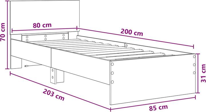 Produktbild vidaXL Bettrahmen (80 x 200 cm)